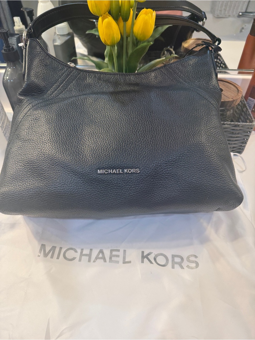 Michael Kors Black Pebbled Leather Hobo Shoulder Bag